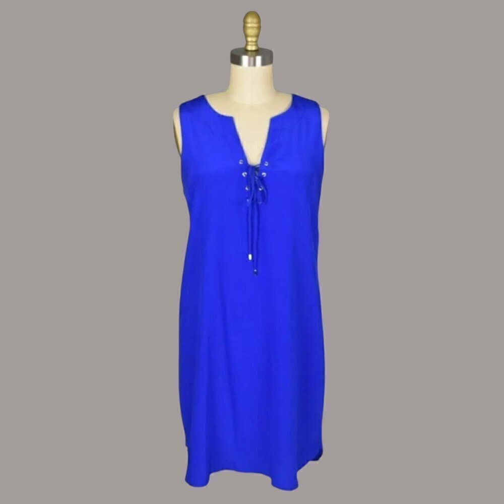 AMANDA UPRICHARD 100% SILK MICHAELA BLUE LACE UP DRESS